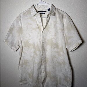 Perry Ellis Subtle Patterned White and Cream Shirt